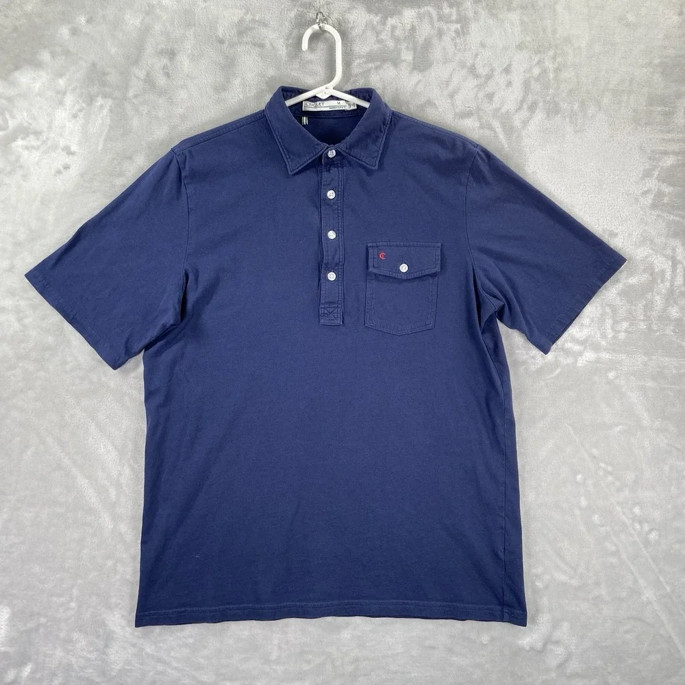 Criquet Shirt Mens Medium Polo Short Sleeve Pullover Organic Cotton Navy Blue